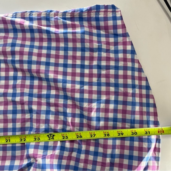 Peter Millar Shirt Mens XL‎ Purple Blue White Gingham Plaid Button Up Cotton EUC - Picture 6 of 8